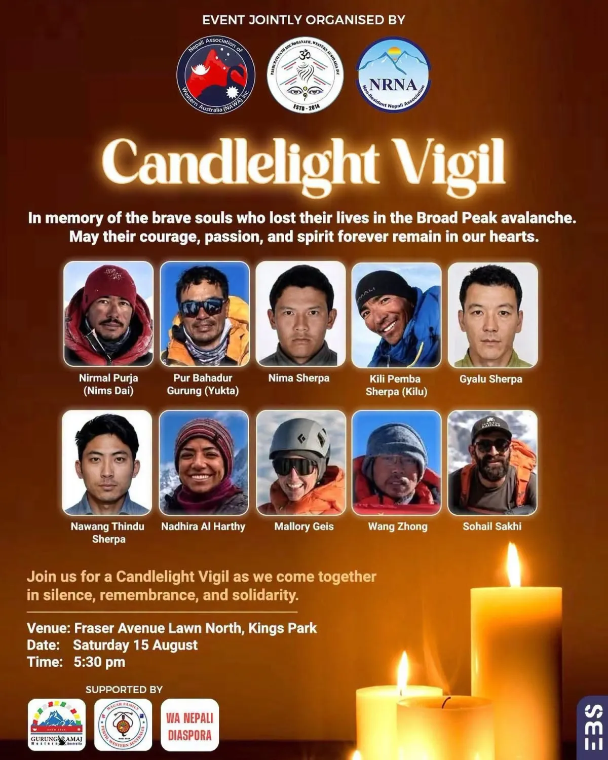 Perth’s Nepali community will come together at Kings Park for a Candlelight Vigil